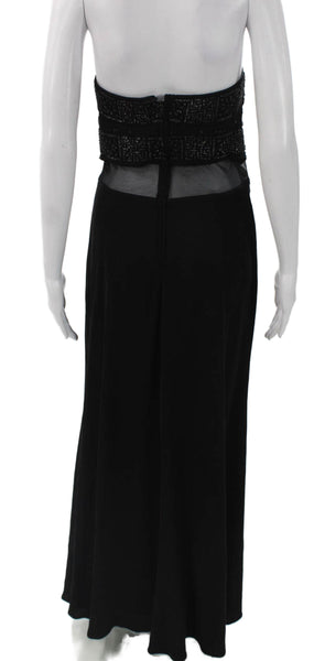 Tadashi Women Black Sleeveless Square Neck Gown Full-Length Poly Blend Size 4