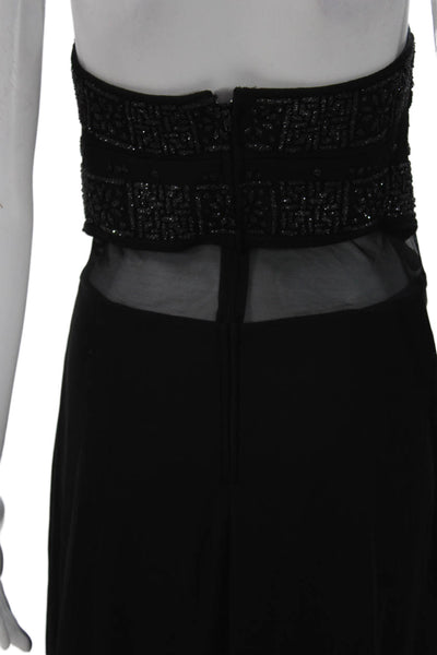 Tadashi Women Black Sleeveless Square Neck Gown Full-Length Poly Blend Size 4