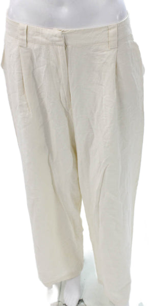 Lioness Womens Dress Pants Ivory Linen Button Size S
