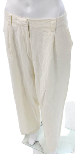 Lioness Womens Dress Pants Ivory Linen Button Size S
