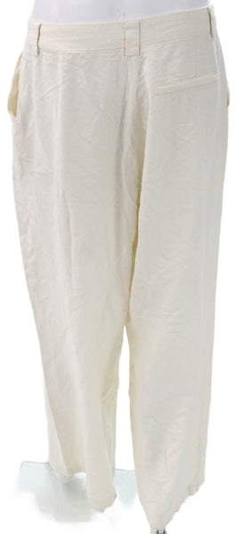 Lioness Womens Dress Pants Ivory Linen Button Size S