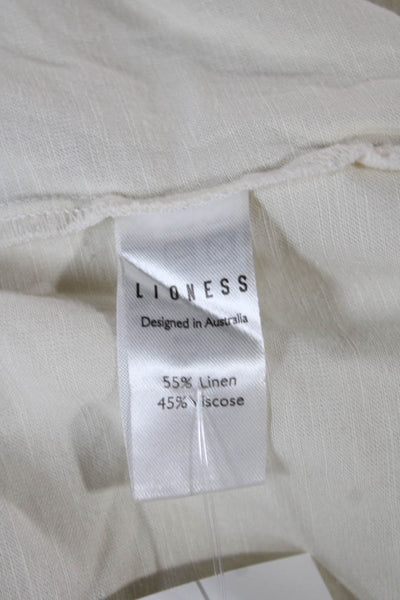 Lioness Womens Dress Pants Ivory Linen Button Size S