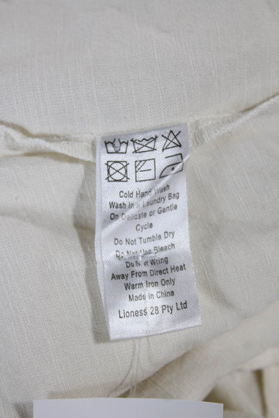 Lioness Womens Dress Pants Ivory Linen Button Size S