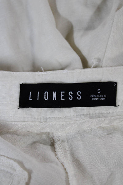 Lioness Womens Dress Pants Ivory Linen Button Size S