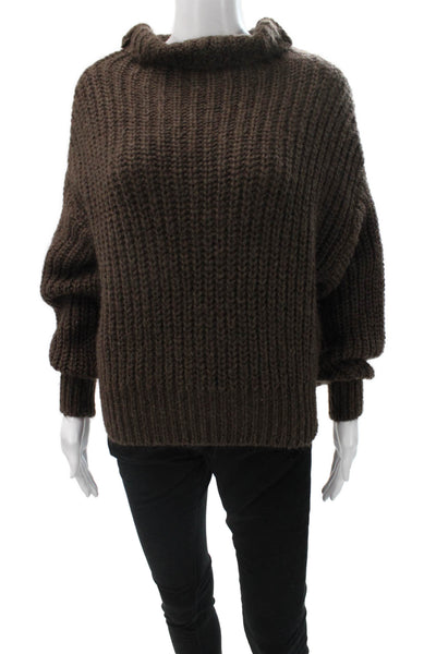 Blossom Women Pullover Sweater Kid Mohair Cowl Neck Long Sleeve Brown Size 1