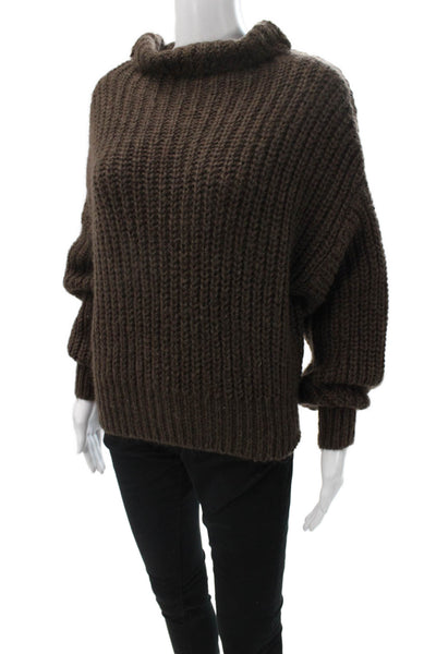 Blossom Women Pullover Sweater Kid Mohair Cowl Neck Long Sleeve Brown Size 1