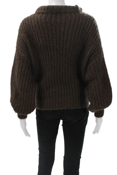 Blossom Women Pullover Sweater Kid Mohair Cowl Neck Long Sleeve Brown Size 1