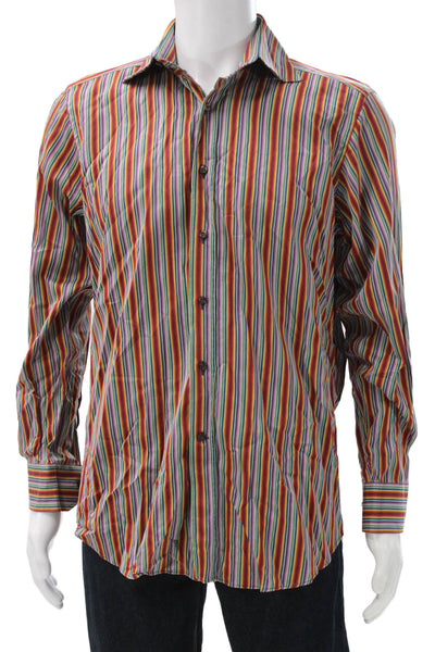 Etro Mens Buttoned Down Cotton Striped Long Sleeve Multicolor Size S