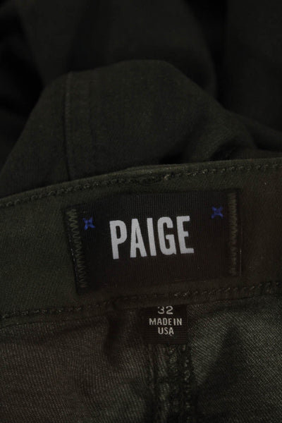 Paige Black Label Womens Green Skinny Jeans Mid Rise Rayon Size 32