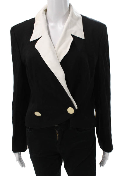 Louis Feraud Womens Tuxedo Blazer Black Acetate Button Long Sleeve Size 8