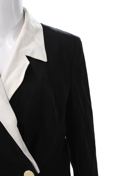 Louis Feraud Womens Tuxedo Blazer Black Acetate Button Long Sleeve Size 8