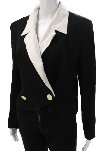 Louis Feraud Womens Tuxedo Blazer Black Acetate Button Long Sleeve Size 8