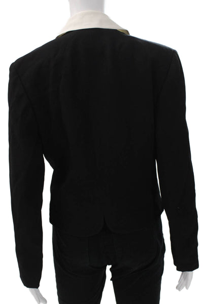 Louis Feraud Womens Tuxedo Blazer Black Acetate Button Long Sleeve Size 8