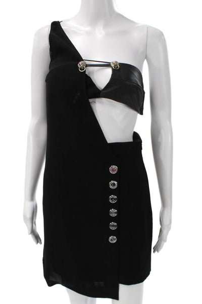 VERSUS by Versace Womens Mini Leather One Shoulder Dress Black Size S
