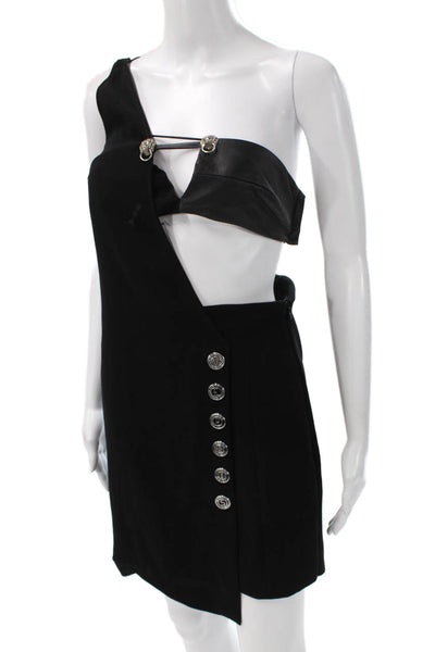 VERSUS by Versace Womens Mini Leather One Shoulder Dress Black Size S