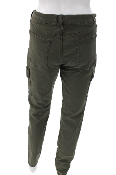 7 For All Mankind Women Cargo Pants Green Low Rise Button Fly Size 30