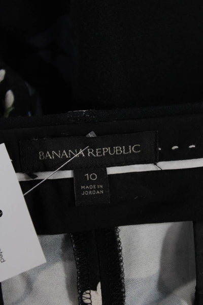 Banana Republic Womens Ankle Pants Black Floral Cotton Button Size 10