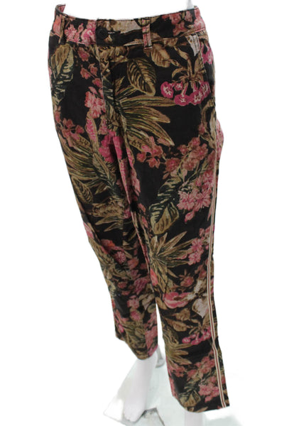 Chino Anthropologie Women Chino Pants Black Floral Cotton Button 28in Size 30