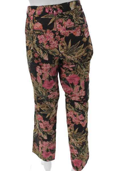Chino Anthropologie Women Chino Pants Black Floral Cotton Button 28in Size 30
