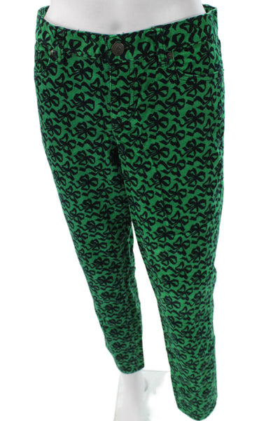 J Crew Womens Skinny Green Geometric Cotton Jeans Size 31