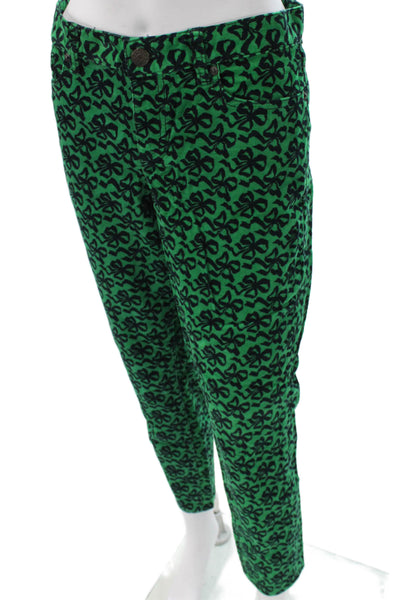 J Crew Womens Skinny Green Geometric Cotton Jeans Size 31