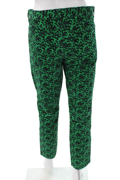 J Crew Womens Skinny Green Geometric Cotton Jeans Size 31