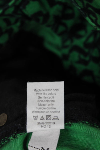 J Crew Womens Skinny Green Geometric Cotton Jeans Size 31