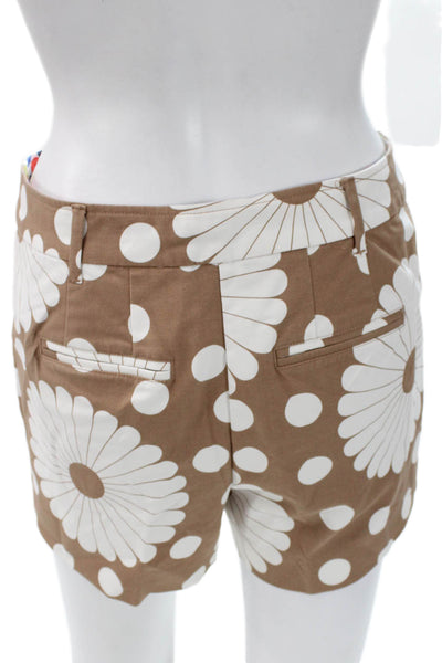 Boden Womens Chino Floral Cotton Brown Button Shorts Size 4
