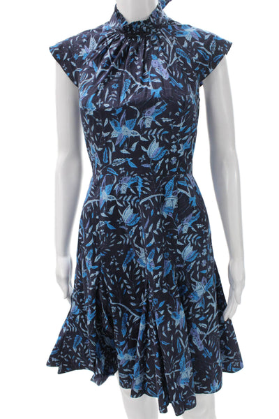 Charlotte Brody Womens Fit & Flare Blue Floral Knee Length Dress Size S