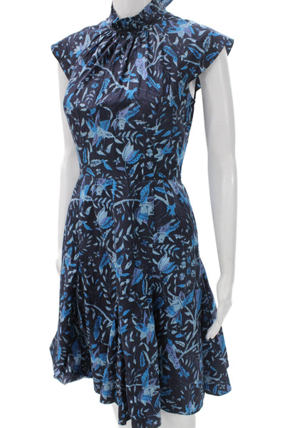 Charlotte Brody Womens Fit & Flare Blue Floral Knee Length Dress Size S