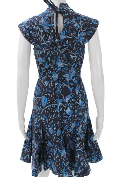 Charlotte Brody Womens Fit & Flare Blue Floral Knee Length Dress Size S