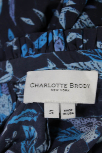 Charlotte Brody Womens Fit & Flare Blue Floral Knee Length Dress Size S