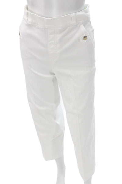 Spanx Women Capri Pants White Cotton Button Size S