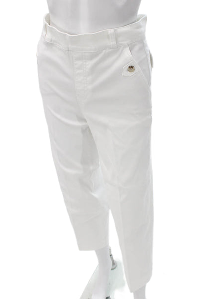 Spanx Women Capri Pants White Cotton Button Size S