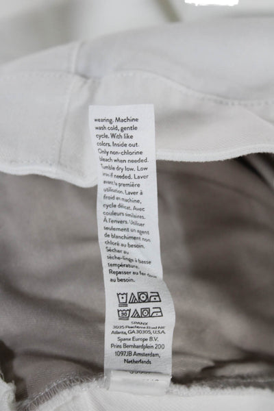 Spanx Women Capri Pants White Cotton Button Size S