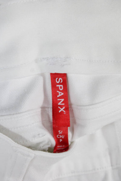 Spanx Women Capri Pants White Cotton Button Size S