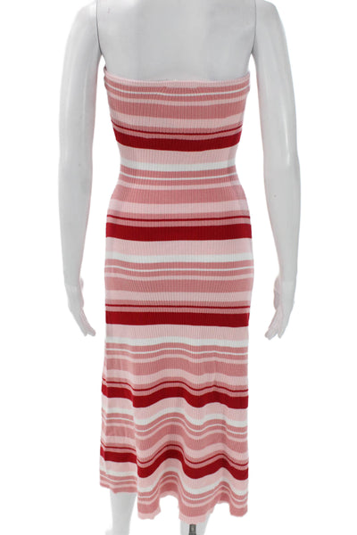 Sabo Women Bodycon Striped Off Shoulder Cotton Midi Dress Sleeveless Size 1