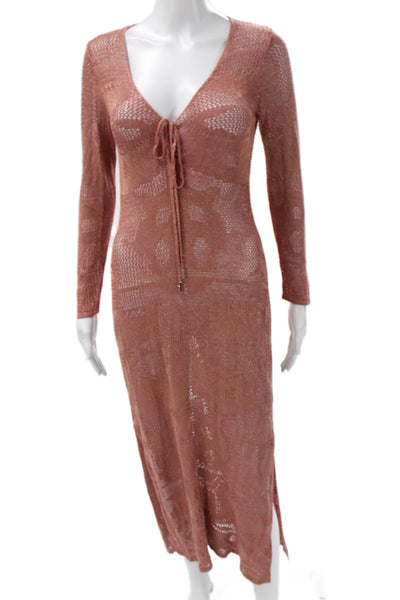 Dolcessa Swimwear Women Geometric Pink Polyester Cover Up Size One Size