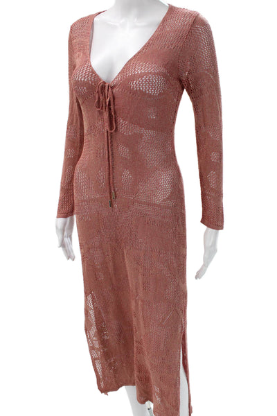 Dolcessa Swimwear Women Geometric Pink Polyester Cover Up Size One Size