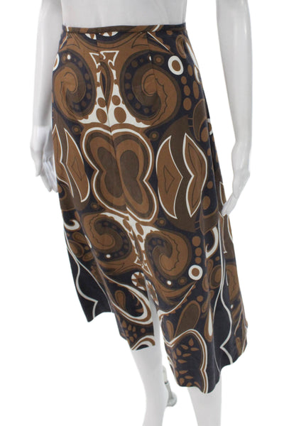 Shannon Mclean Womens Straight Pencil Skirt Brown Cupro Geometric Zip Size S
