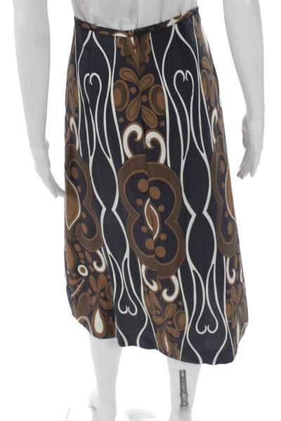 Shannon Mclean Womens Straight Pencil Skirt Brown Cupro Geometric Zip Size S