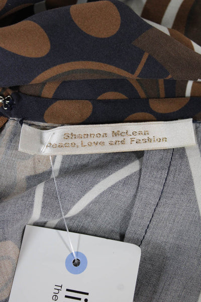 Shannon Mclean Womens Straight Pencil Skirt Brown Cupro Geometric Zip Size S