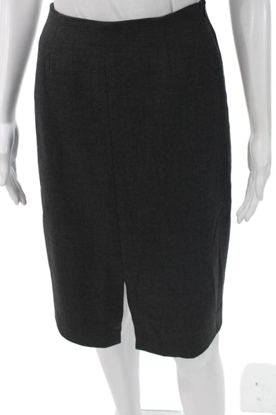 Shannon Mclean Women Straight Pencil Wool Knee Length Skirt Gray Zip Size S