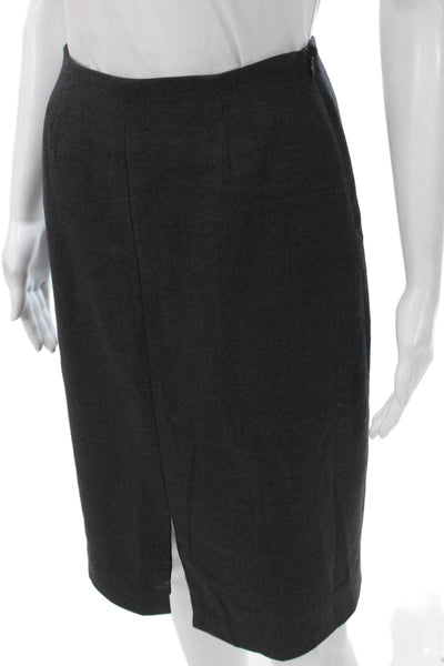 Shannon Mclean Women Straight Pencil Wool Knee Length Skirt Gray Zip Size S