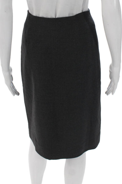 Shannon Mclean Women Straight Pencil Wool Knee Length Skirt Gray Zip Size S