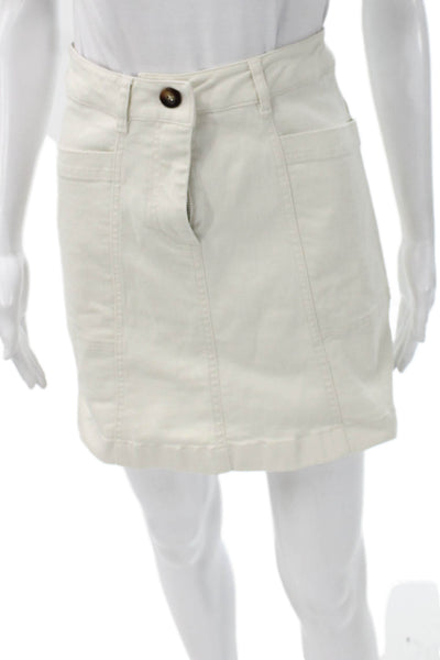 Boden Women Beige Straight Pencil Skirt Button Knee Length 98% Cotton Size 2P
