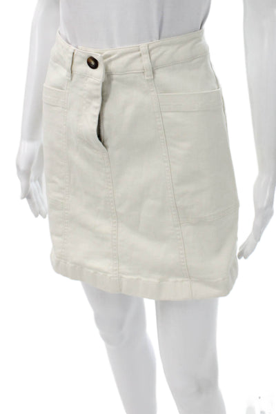 Boden Women Beige Straight Pencil Skirt Button Knee Length 98% Cotton Size 2P