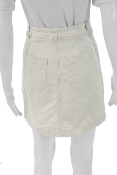 Boden Women Beige Straight Pencil Skirt Button Knee Length 98% Cotton Size 2P