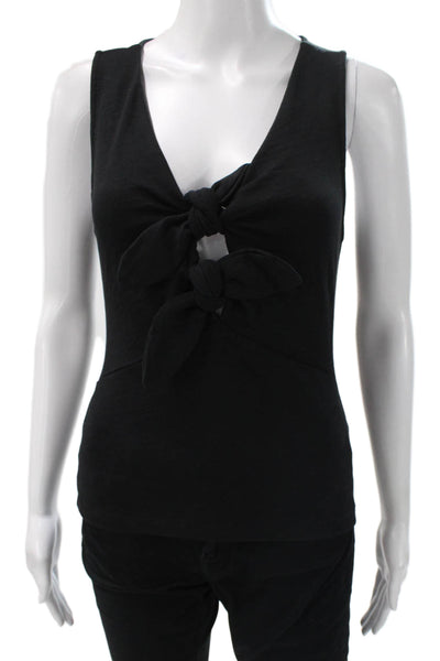Nation Los Angeles Womens Sleeveless V-Neck Cotton Blouse Tank Black Size XS