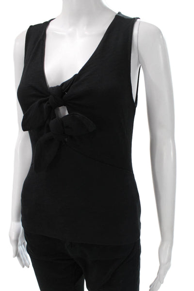 Nation Los Angeles Womens Sleeveless V-Neck Cotton Blouse Tank Black Size XS